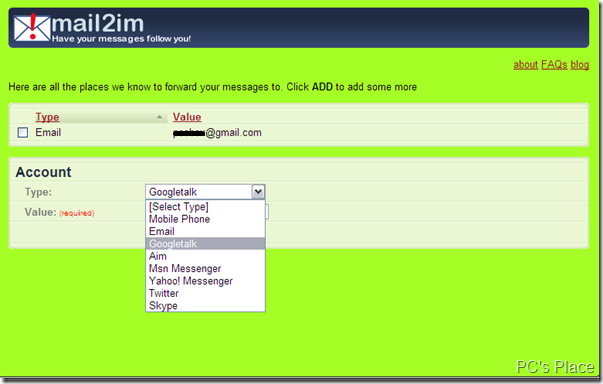 mail2im forward mails to IM,twitter,mobile phone etc