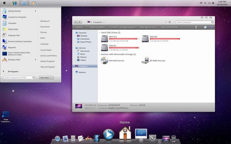 Mac OS X LION Skin Pack For Windows Crackl