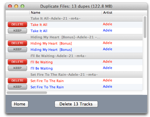 remove duplicate songs using songkong