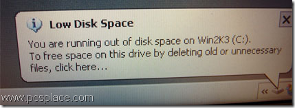 why does windows tell me i have low disk e space