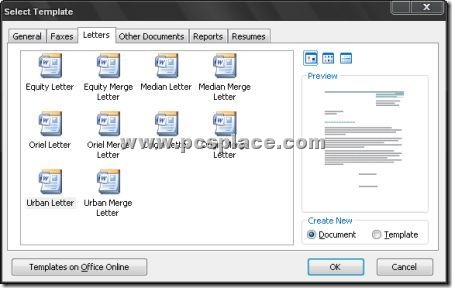 select template in mail merge