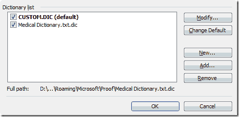 activate custom dictionary