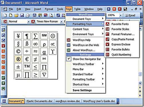 word toys - feature rich add on for ms word