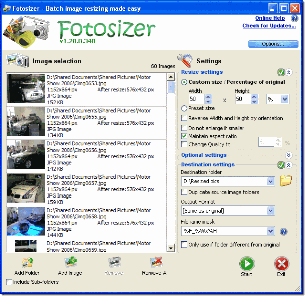 fotosizer image resizing tool