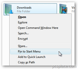 enable pin to start menu for folders
