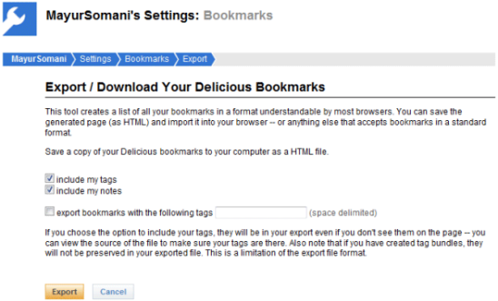 export-delicious-bookmarks
