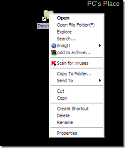 copy to folder in right click context menu