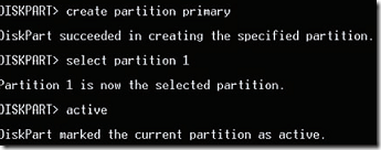 create primary partition and make it active
