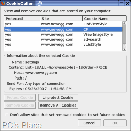 cookie culler - manage cookies of internet pages
