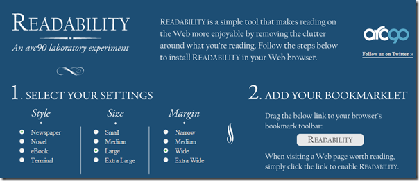 readability - transform web pages into an easy to read format