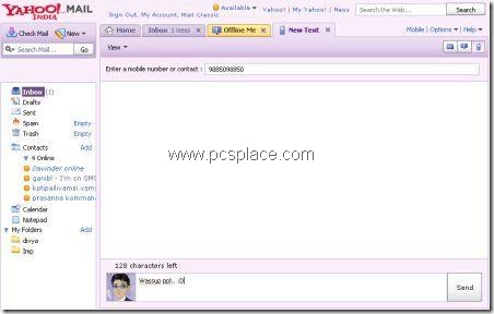 send free sms from yahoo mail