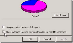 Turn Off hard drive indexing