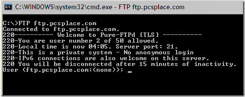 ftp command line login
