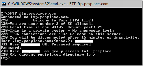 ftp command line password