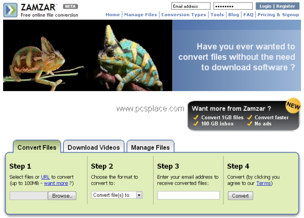 zamzar- free online file convertor