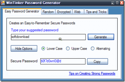 WinTinker Password Generator - Create Strong Passwords Easy To Remember