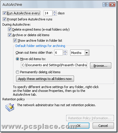 auto archive mails in MS-outlook